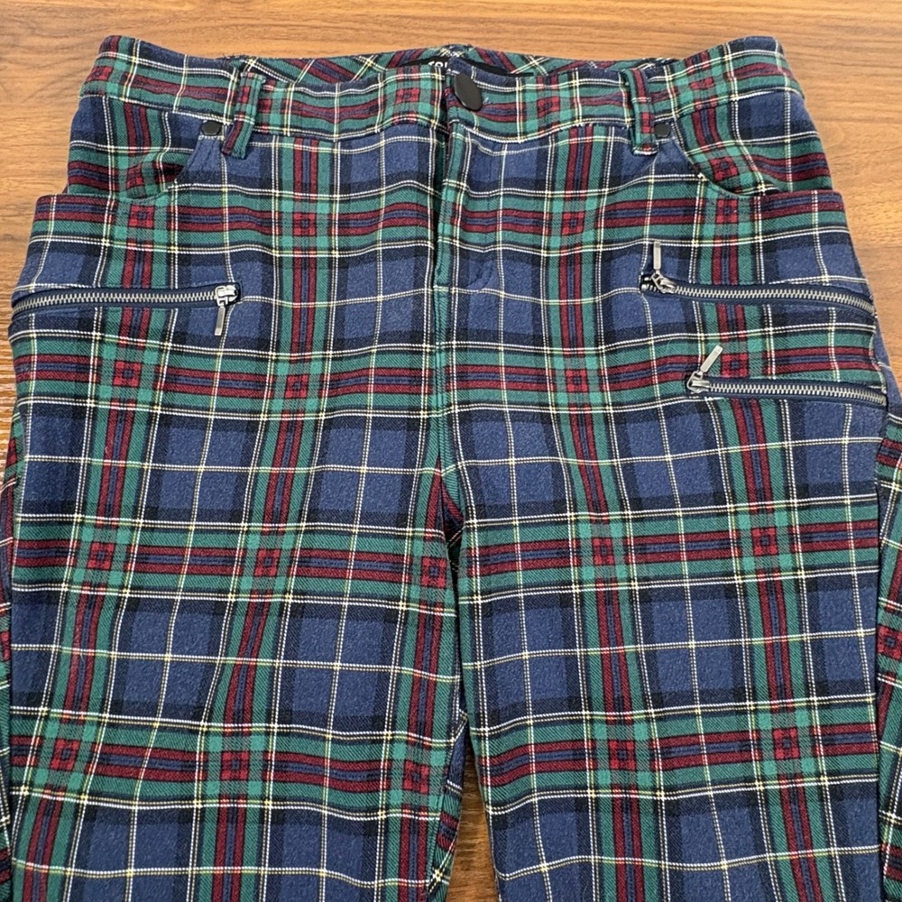 Torrid 14 Plaid Skinny Studio Luxe Plaid Pants Blue Green Red Zip Ankle Tartan